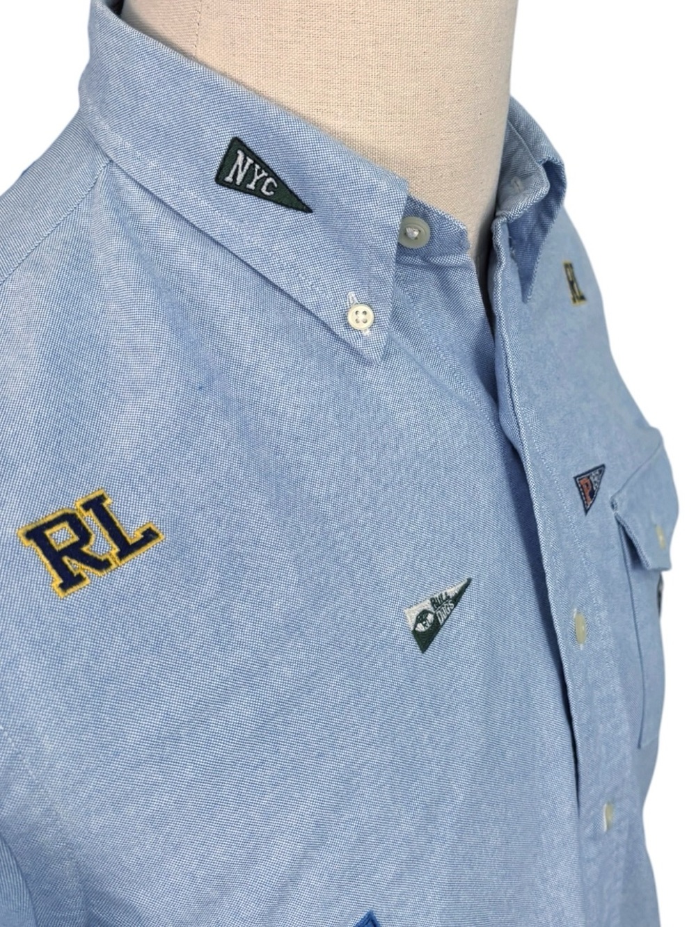 Polo Ralph Lauren Classic Fit Varsity Embroidered blue Oxford Shirt | M - Picture 9 of 16